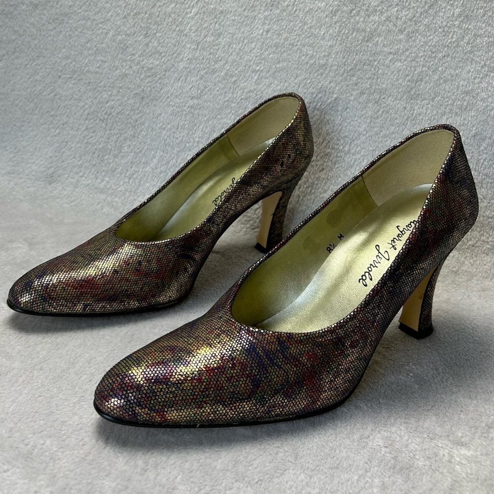 Margaret Ferrold Vintage Leather Formal Heel Metalic Women’s Shoes
